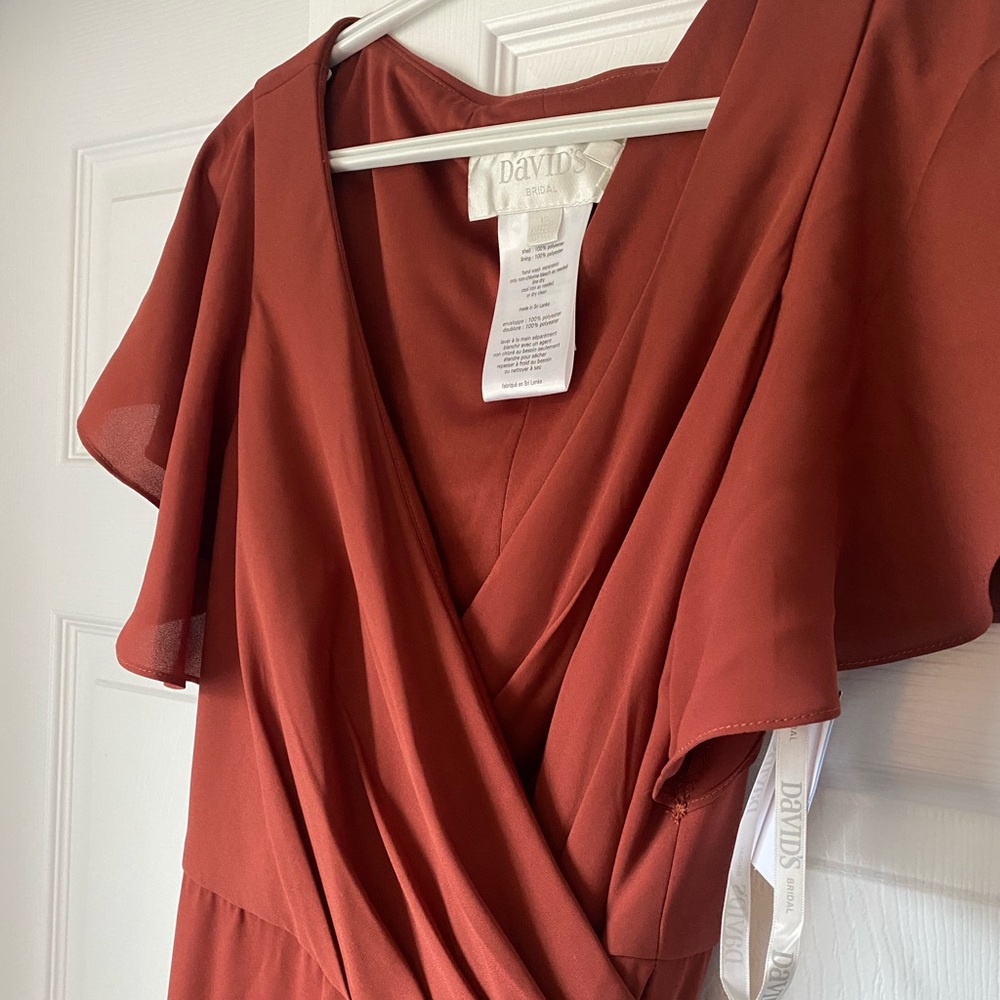 David’s Bridal Flutter Sleeve Cinnamon Bridesmaid Dress